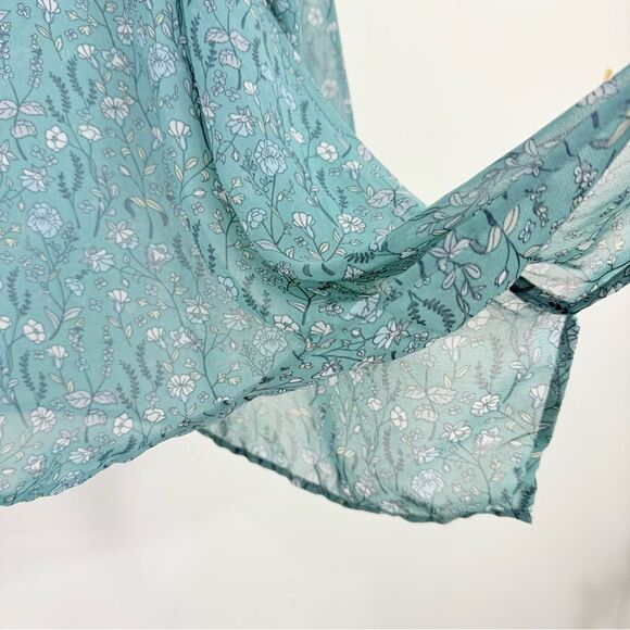 Cabi 3761 Chase Field of Flowers Teal Flowy Long Sleeve V Neck Pullover Blouse - Picture 14 of 16